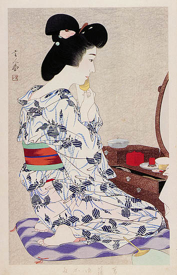 In a Light summer Kimono with Irises 1933.jpg